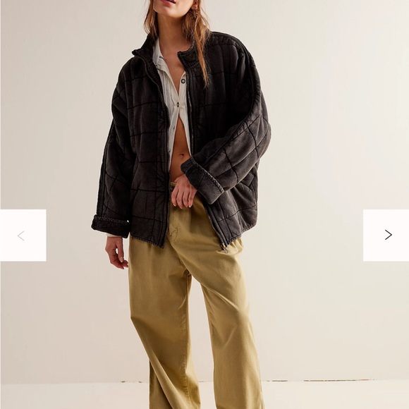 Free People Charcoal Puffer Jacket - Picture 1 of 6